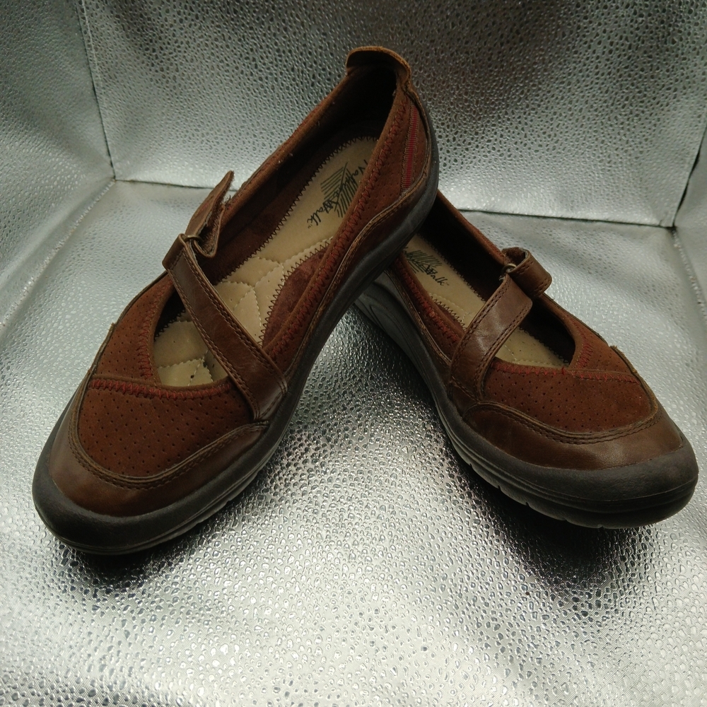 Nature Walk Brown Mary Jane Style Leather Flats Women's Size 6.5